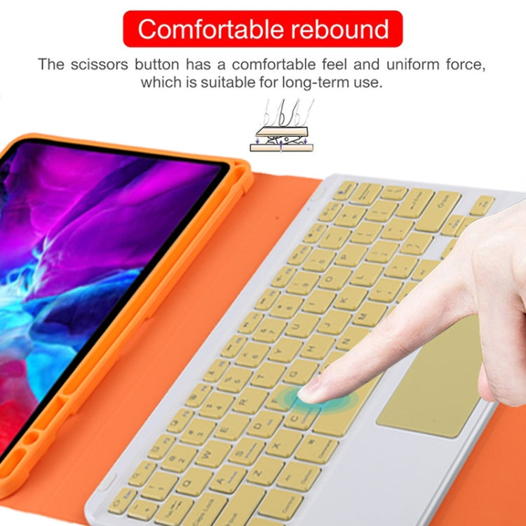 TG11BC Detachable Bluetooth Yellow Keyboard Microfiber Leather Tablet Case for iPad Pro 11 inch (2020), with Touchpad & Pen Slot & Holder (Orange) - For iPad Pro by buy2fix | Online Shopping UK | buy2fix