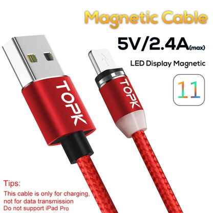 TOPK AM23 1m 2.4A Max USB to 8 Pin Nylon Braided Magnetic Charging Cable with LED Indicator(Red) - Charging Cable & Head by TOPK | Online Shopping UK | buy2fix