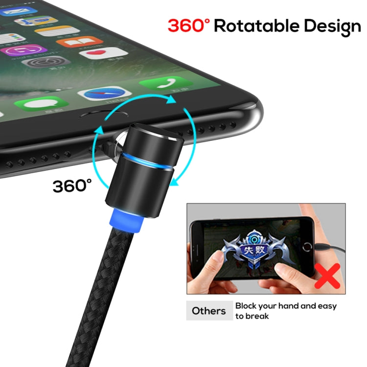TOPK AM30 2m 2.4A Max USB to 8 Pin 90 Degree Elbow Magnetic Charging Cable with LED Indicator(Black) - Charging Cable & Head by TOPK | Online Shopping UK | buy2fix