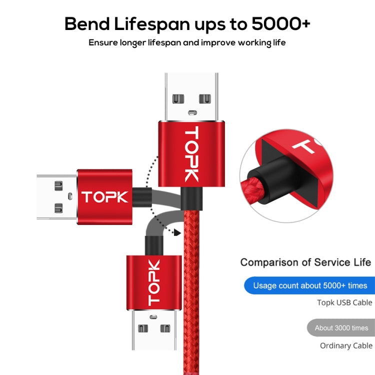 TOPK AM30 2m 2.4A Max USB to 8 Pin 90 Degree Elbow Magnetic Charging Cable with LED Indicator(Red) - Charging Cable & Head by TOPK | Online Shopping UK | buy2fix