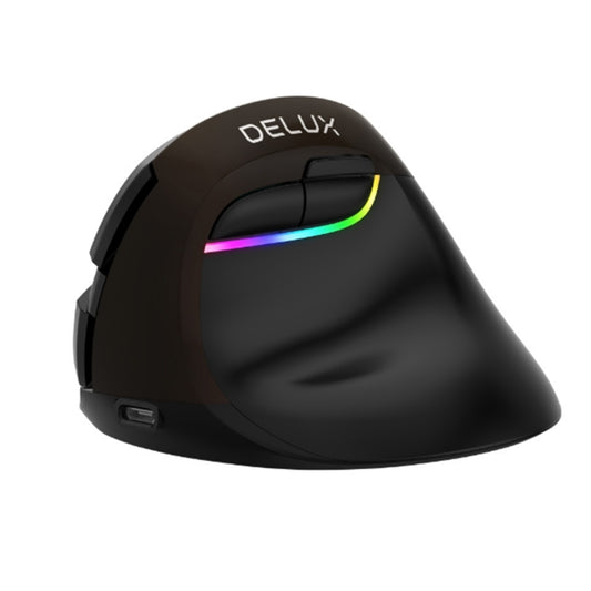 DELUX M618 Mini 2.4G Wireless 2400DPI USB Rechargeable Ergonomic Vertical Mouse (Black) - Wireless Mice by DELUX | Online Shopping UK | buy2fix