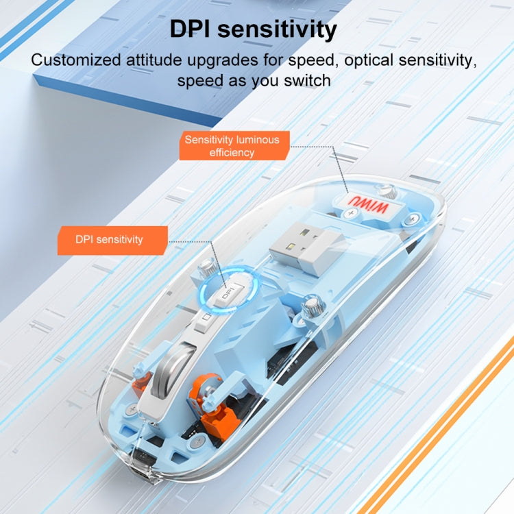 WIWU Crystal Wireless Mouse WM105 Three-mode Rechargeable Mute Wireless Mouse (Blue) - Wireless Mice by WIWU | Online Shopping UK | buy2fix