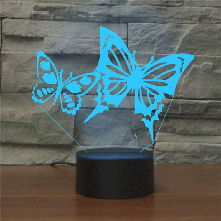 Two Butterflies Shape 3D Colorful LED Vision Light Table Lamp, Charging Touch Version - Novelty Lighting by buy2fix | Online Shopping UK | buy2fix