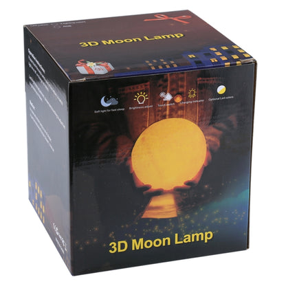 15cm Touch Control 3D Print Moon Lamp, USB Charging 16-color Changing LED Energy-saving Night Light with Wooden Holder Base & Remote Control - Night Lights by buy2fix | Online Shopping UK | buy2fix