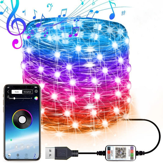 Christmas Decoration RGB Copper Wire String Light Bluetooth Mobile APP Control, Length: 20m 200 LEDs - Bare Board Light by buy2fix | Online Shopping UK | buy2fix