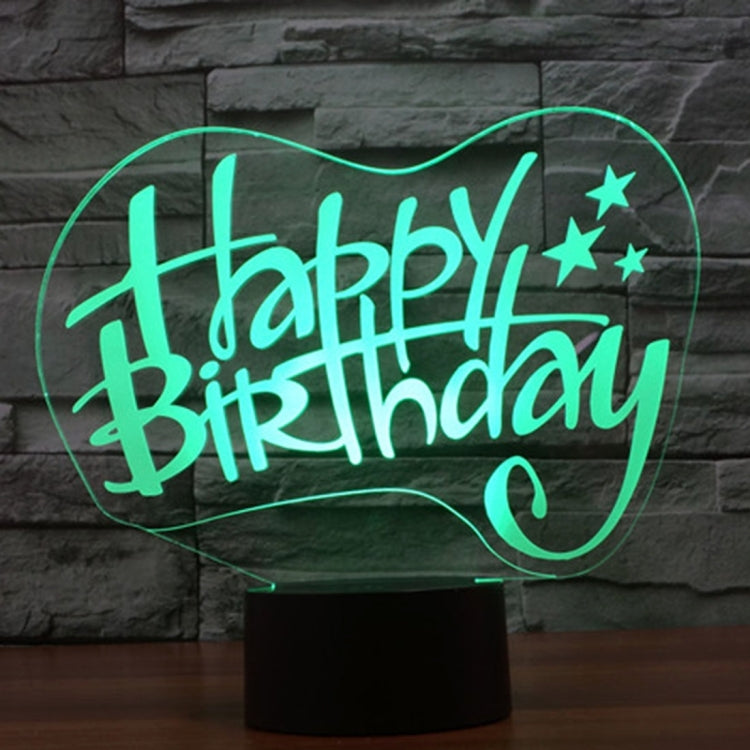 Happy Birthday Style 3D Touch Switch Control LED Light , 7 Color Discoloration Creative Visual Stereo Lamp Desk Lamp Night Light - Novelty Lighting by buy2fix | Online Shopping UK | buy2fix