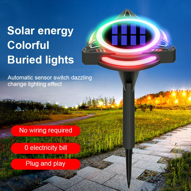 TG-JG00129 10 LEDs Triangular Flying Saucer Long Tube Solar Outdoor Waterproof Plastic Garden Decorative Ground Plug Light Intelligent Light Control Buried Light, Colorful Dimming - Solar Lights by buy2fix | Online Shopping UK | buy2fix