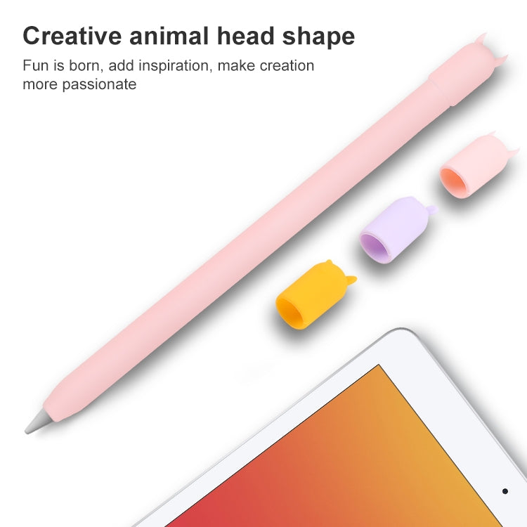 4 in 1 Stylus Pen Cartoon Animal Silicone Protective Case for Apple Pencil 2 (Pink) - Pencil Accessories by buy2fix | Online Shopping UK | buy2fix