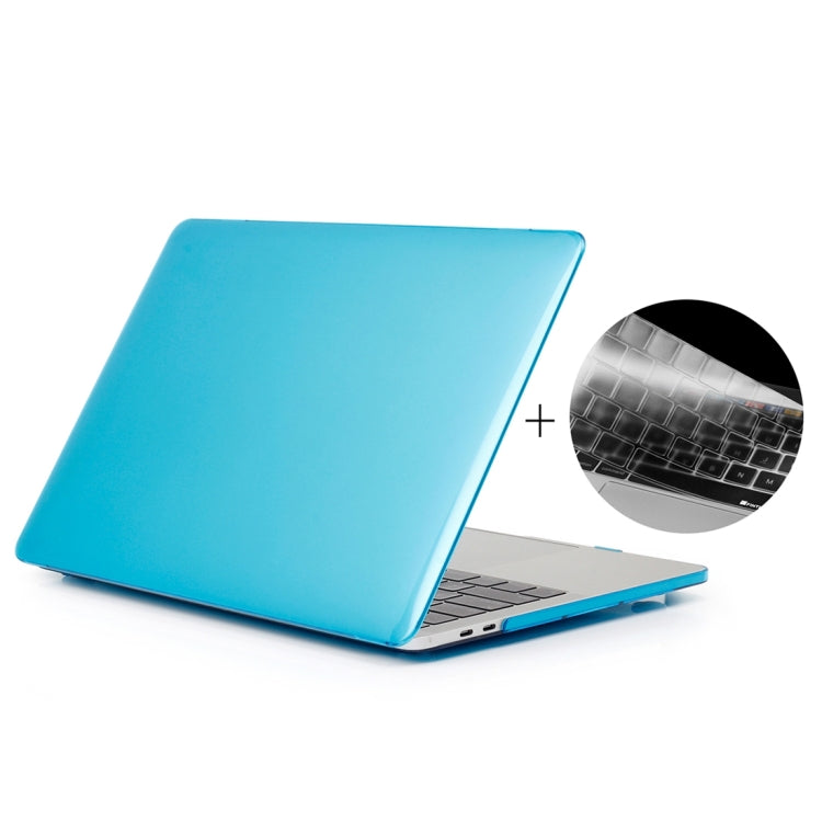 ENKAY Hat-Prince 2 in 1 Crystal Hard Shell Plastic Protective Case + US Version Ultra-thin TPU Keyboard Protector Cover for 2016 New MacBook Pro 15.4 inch with Touchbar (A1707)(Blue) - MacBook Pro Cases by ENKAY | Online Shopping UK | buy2fix