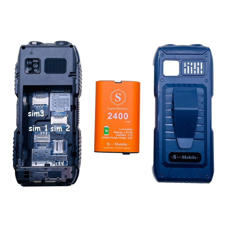 S555 Triple Proofing Elder Phone, Waterproof Shockproof Dustproof, 2400mAh Battery, 2.2. inch, 21 Keys, LED Flashlight, FM, Quad SIM, with Antenna(Blue) - Others by buy2fix | Online Shopping UK | buy2fix