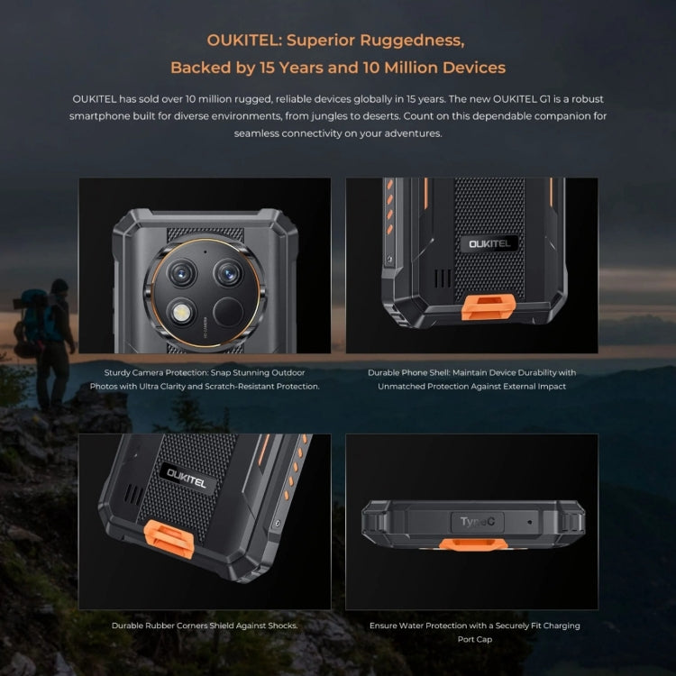 Oukitel G1 Rugged Phone, 6GB+256GB, Fingerprint Identification, 6.52 inch Android 14 T606 Octa Core, NFC, OTG, Network: 4G (Orange) - OUKITEL by OUKITEL | Online Shopping UK | buy2fix