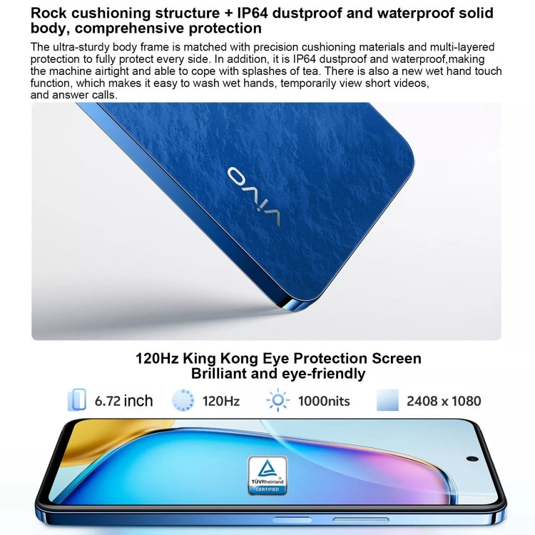 vivo Y200i, Dual Back Cameras, 12GB+256GB, Face ID Screen Fingerprint Identification, 6.72 inch Android 14.0 OriginOS 4 Snapdragon 4 Gen 2 Octa Core 2.2GHz, OTG, Network: 5G, Support Google Play (Black) - vivo by vivo | Online Shopping UK | buy2fix