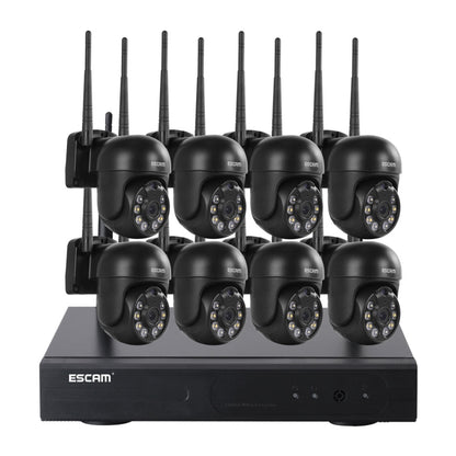 ESCAM WNK618 3.0 Million Pixels 8-channel Wireless Dome Camera HD NVR Security System, Support Motion Detection & Two-way Audio & Full-color Night Vision & TF Card, UK Plug - Dome Camera by ESCAM | Online Shopping UK | buy2fix