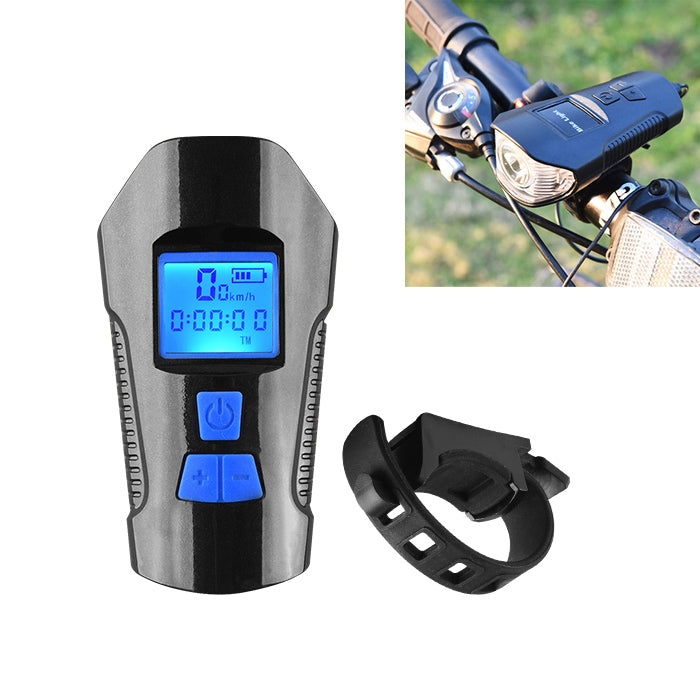 350LM USB Charging Waterproof Snap-on Bicycle Headlight with Speaker & Stopwatch Function (Blue) - Headlights by buy2fix | Online Shopping UK | buy2fix