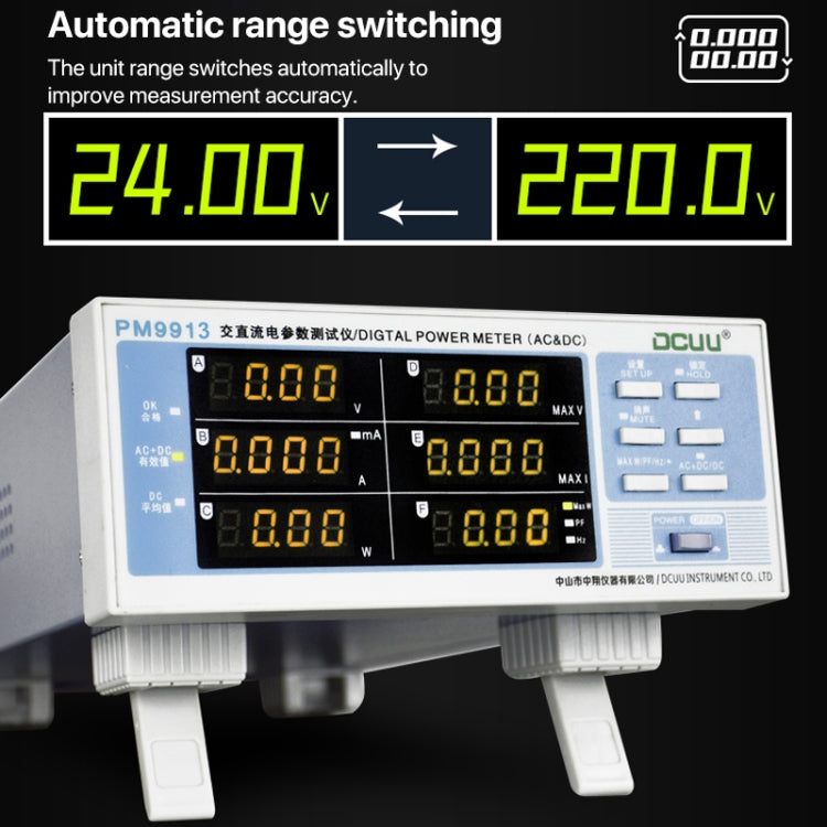 DCUU PM9913 Intelligent Electrical Parameters Measuring Instrument(EU Plug) - Current & Voltage Tester by buy2fix | Online Shopping UK | buy2fix