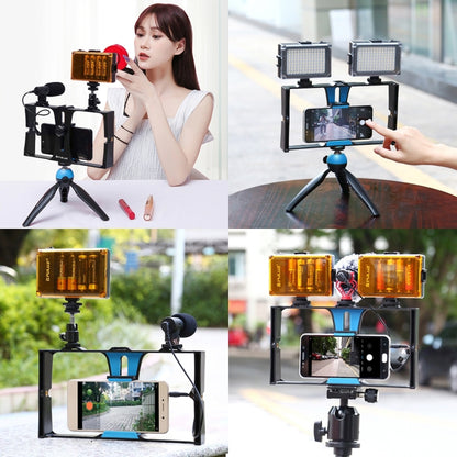 PULUZ Vlogging Live Broadcast Smartphone Video Rig Filmmaking Recording Handle Stabilizer Bracket for iPhone, Galaxy, Huawei, Xiaomi, HTC, LG, Google, and Other Smartphones(Blue) - Camera Cage by PULUZ | Online Shopping UK | buy2fix