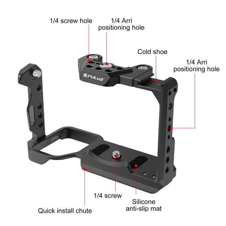 For Sony ILME-FX30 / FX3 PULUZ Metal Camera Cage Stabilizer Rig with NOTA Slider(Black) - Camera Cage by PULUZ | Online Shopping UK | buy2fix