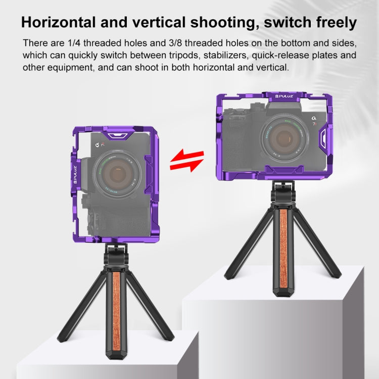 For Sony A7R5 / A7M4 PULUZ Metal Camera Cage Stabilizer Rig with Handle (Purple) - Camera Cage by PULUZ | Online Shopping UK | buy2fix