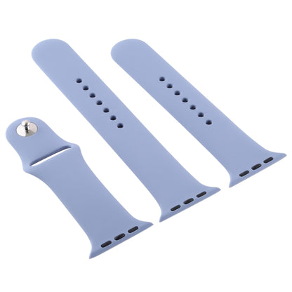 For Apple Watch Series 9&8&7 41mm / SE 3&SE 2&6&SE&5&4 40mm / 3&2&1 38mm 3 in 1 Rubber Watch Band with Pin Buckle(Lavender Grey) - Watch Bands by buy2fix | Online Shopping UK | buy2fix