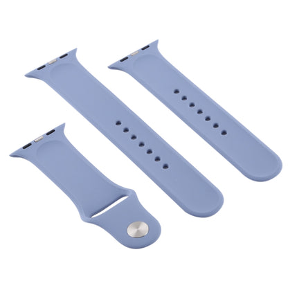 For Apple Watch Series 9&8&7 41mm / SE 3&SE 2&6&SE&5&4 40mm / 3&2&1 38mm 3 in 1 Rubber Watch Band with Pin Buckle(Lavender Grey) - Watch Bands by buy2fix | Online Shopping UK | buy2fix