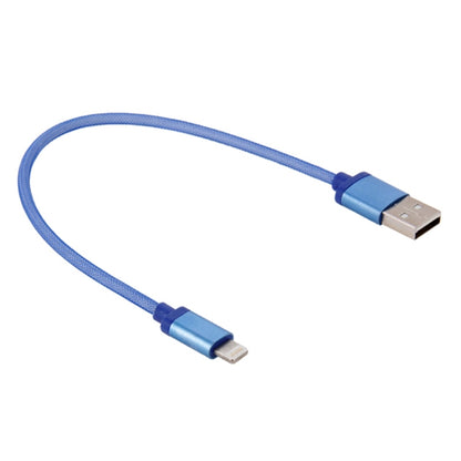 Net Style Metal Head 8 Pin to USB Data / Charger Cable, Cable Length: 25cm(Blue) - Normal Style Cable by buy2fix | Online Shopping UK | buy2fix