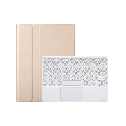 For iPad 10th Gen 10.9 2022 YA10B-A Lambskin Texture Bluetooth Touch Keyboard Leather Tablet Case with Pen Slot(Gold) - Universal by buy2fix | Online Shopping UK | buy2fix