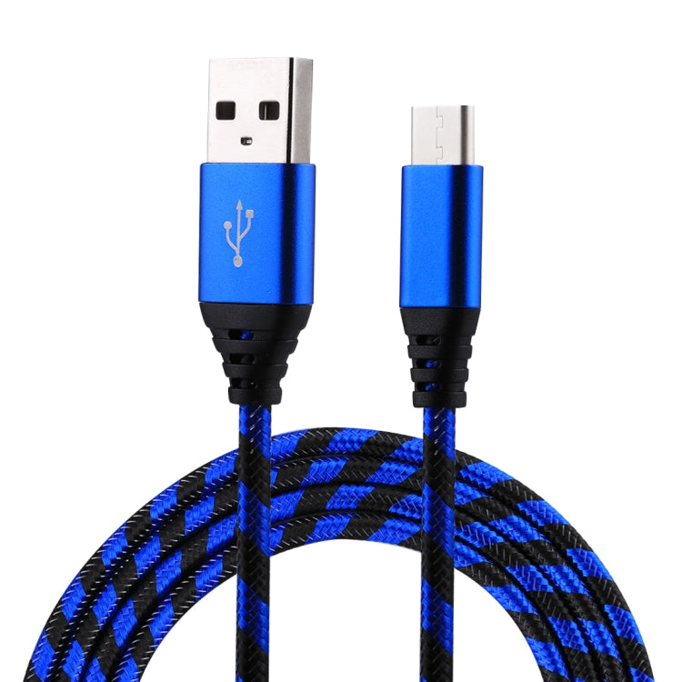 1m USB to USB-C / Type-C Nylon Weave Style Data Sync Charging Cable(Blue) - USB-C & Type-C Cable by buy2fix | Online Shopping UK | buy2fix