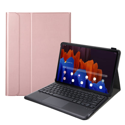 A970-A Splittable Bluetooth Keyboard Leather Tablet Case for Samsung Galaxy Tab S8+ / S7 FE T730 / S7+ T970 / T975, with Touchpad & Holder(Rose Gold) - Samsung Keyboard by buy2fix | Online Shopping UK | buy2fix