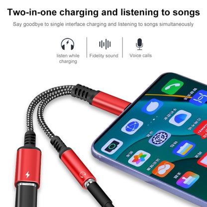 2 in 1 USB-C / Type-C Male to PD 60W USB-C / Type-C Charging + 3.5mm Audio Female Earphone Adapter (Red) - Type-C Adapter by buy2fix | Online Shopping UK | buy2fix