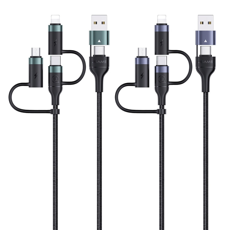 USAMS US-SJ547 U62 USB + Type-C / USB-C toType-C / USB-C + 8 Pin + Micro Aluminum Alloy PD Fast Charging Data Cable, Length: 1.2m(Green) - Multifunction Cable by USAMS | Online Shopping UK | buy2fix