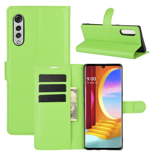 For LG Velvet Litchi Texture Horizontal Flip Protective Case with Holder & Card Slots & Wallet(Green) - LG by buy2fix | Online Shopping UK | buy2fix