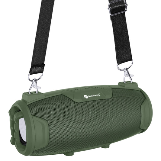 NewRixing NR3026M TWS Outdoor Portable K-song Bluetooth Speaker with Shoulder Strap & Microphone, Support TF Card / FM(Green) - Desktop Speaker by NewRixing | Online Shopping UK | buy2fix