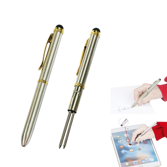 AT-13 Mobile Phone Touch Screen Handwriting Dual-purpose Pen with Black and Red Dual Core(Gold + Silver) - Stylus Pen by buy2fix | Online Shopping UK | buy2fix