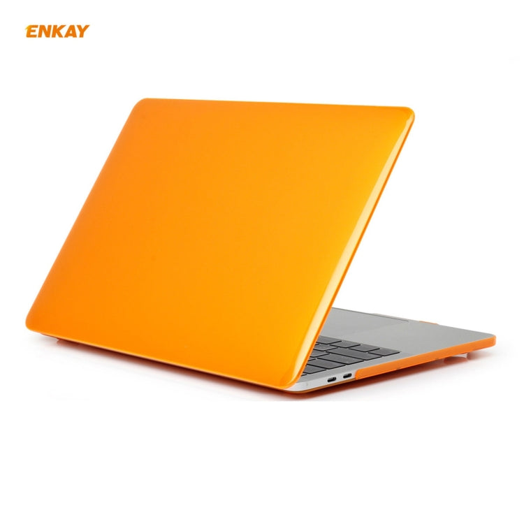 ENKAY 3 in 1 Crystal Laptop Protective Case + US Version TPU Keyboard Film + Anti-dust Plugs Set for MacBook Pro 13.3 inch A1706 / A1989 / A2159 (with Touch Bar)(Orange) - MacBook Pro Cases by ENKAY | Online Shopping UK | buy2fix