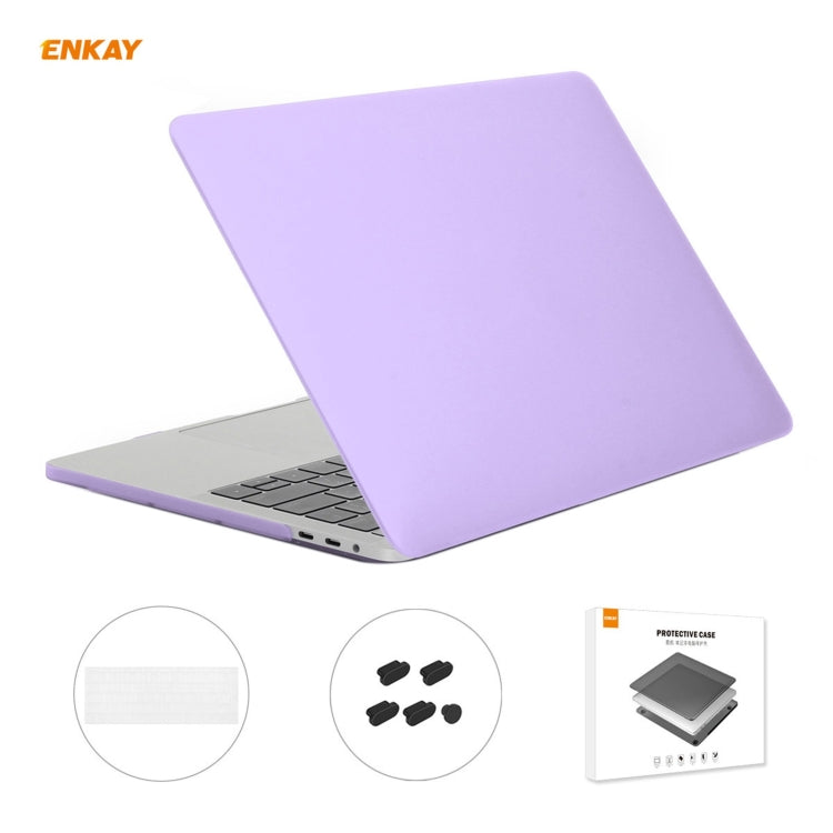 ENKAY 3 in 1 Matte Laptop Protective Case + EU Version TPU Keyboard Film + Anti-dust Plugs Set for MacBook Pro 13.3 inch A1708 (without Touch Bar)(Purple) - MacBook Pro Cases by ENKAY | Online Shopping UK | buy2fix