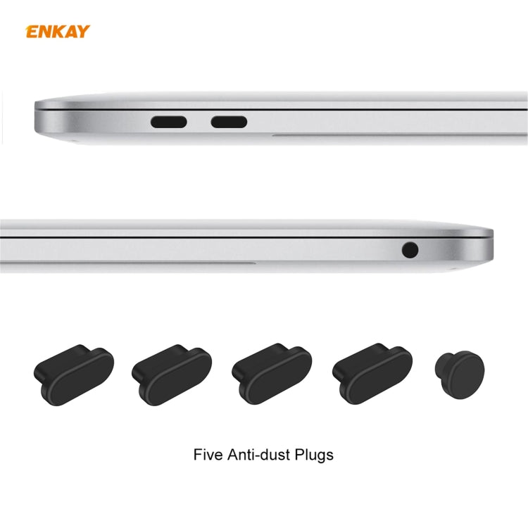 For MacBook Air 13.3 inch A1932 2018 ENKAY 3 in 1 Crystal Laptop Protective Case and EU Version TPU Keyboard Film and Anti-dust Plugs Set(Black) - MacBook Air Cases by ENKAY | Online Shopping UK | buy2fix