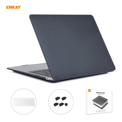 ENKAY 3 in 1 Matte Laptop Protective Case + EU Version TPU Keyboard Film + Anti-dust Plugs Set for MacBook Air 13.3 inch A1932 (2018)(Black) - MacBook Air Cases by ENKAY | Online Shopping UK | buy2fix