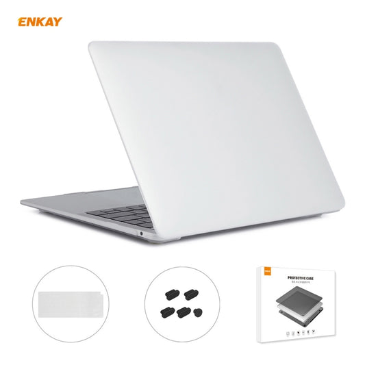 ENKAY 3 in 1 Matte Laptop Protective Case + EU Version TPU Keyboard Film + Anti-dust Plugs Set for MacBook Air 13.3 inch A2179 & A2337 (2020)(White) - MacBook Pro Cases by ENKAY | Online Shopping UK | buy2fix