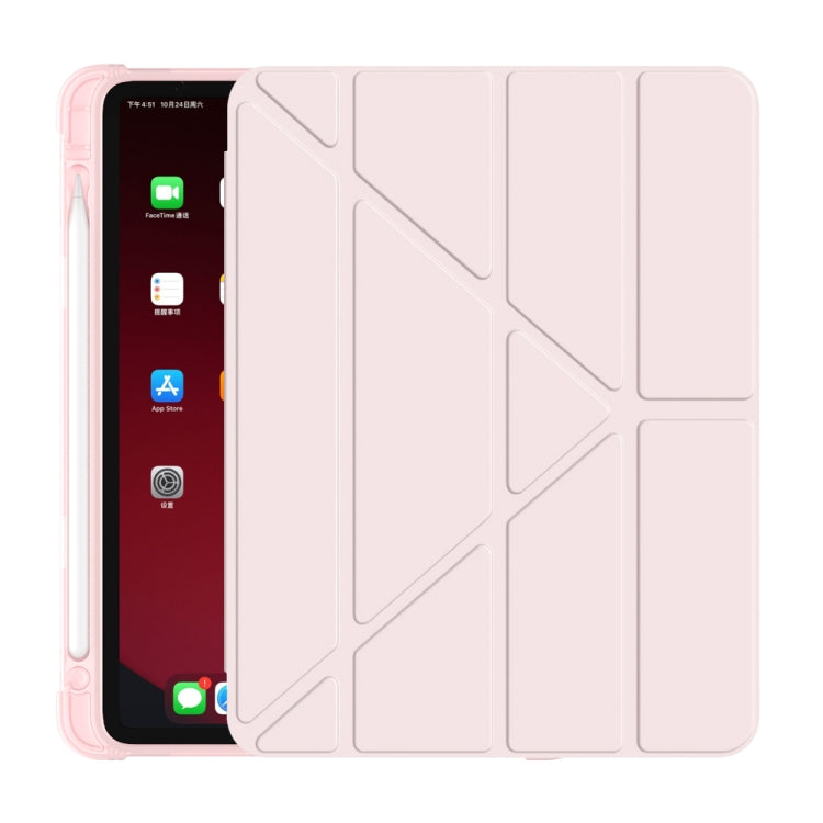 For iPad Air 11 2024 / Air 2022 10.9 Multi-folding Matte Surface Leather Tablet Case with Pen Slot(Light Pink) - iPad Air (2022) / (2020) 10.9 Cases by buy2fix | Online Shopping UK | buy2fix