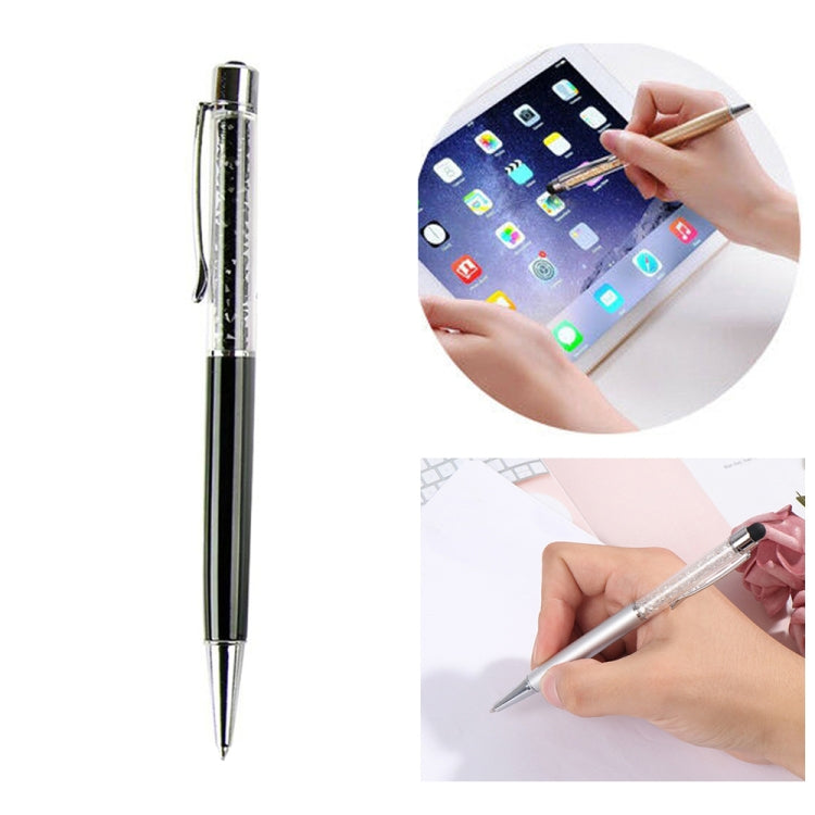 AT-22  2 in 1 Universal Flash Diamond Decoration Capacitance Pen Stylus Ballpoint Pen(Black) - Stylus Pen by buy2fix | Online Shopping UK | buy2fix