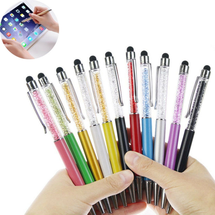 AT-22  2 in 1 Universal Flash Diamond Decoration Capacitance Pen Stylus Ballpoint Pen(White) - Stylus Pen by buy2fix | Online Shopping UK | buy2fix