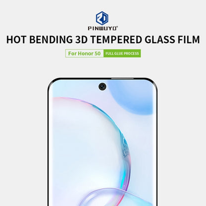 For Honor 50 PINWUYO 9H 3D Hot Bending Tempered Glass Film(Black) - Honor Tempered Glass by PINWUYO | Online Shopping UK | buy2fix