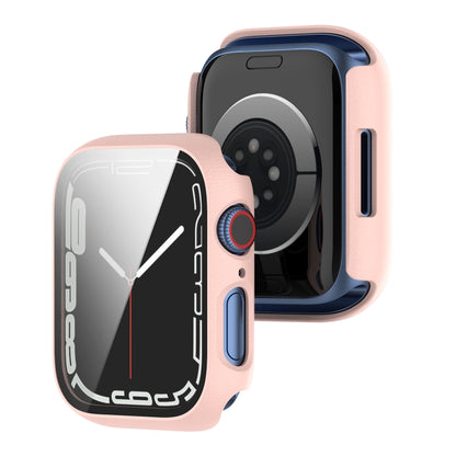 Shockproof PC Protective Case with Tempered Glass Film For Apple Watch Series 9 / 8 / 7 41mm(blue) - Watch Cases by buy2fix | Online Shopping UK | buy2fix