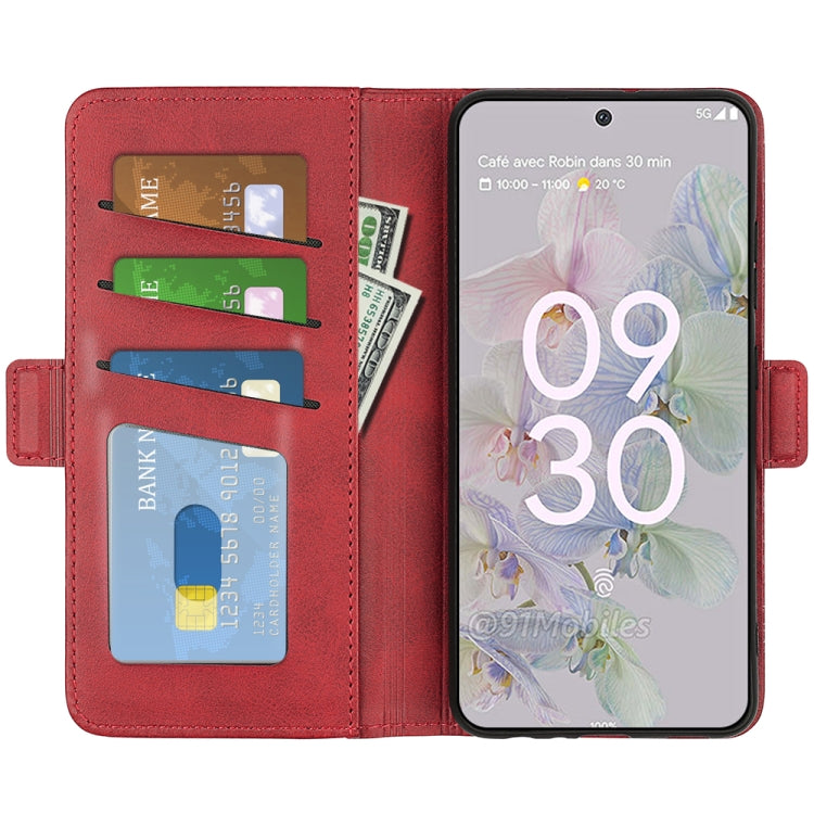 For Google Pixel 6a Dual-side Magnetic Buckle Leather Phone Case(Red) - Google Cases by buy2fix | Online Shopping UK | buy2fix