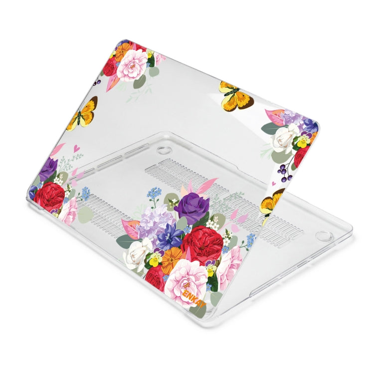 ENKAY Flower Series Pattern Laotop Protective Crystal Case For MacBook Pro 14.2 inch A2442 (2021)(Rose) - MacBook Pro Cases by ENKAY | Online Shopping UK | buy2fix