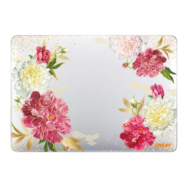 ENKAY Flower Series Pattern Laotop Protective Crystal Case For MacBook Pro 16.2 inch A2485 2021/A2880 2023(Paeonia) - MacBook Pro Cases by ENKAY | Online Shopping UK | buy2fix