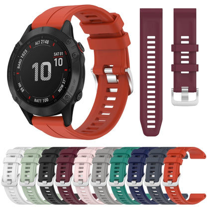 For Garmin Fenix 6 GPS 22mm Solid Color Silicone Watch Band(White) - Watch Bands by buy2fix | Online Shopping UK | buy2fix