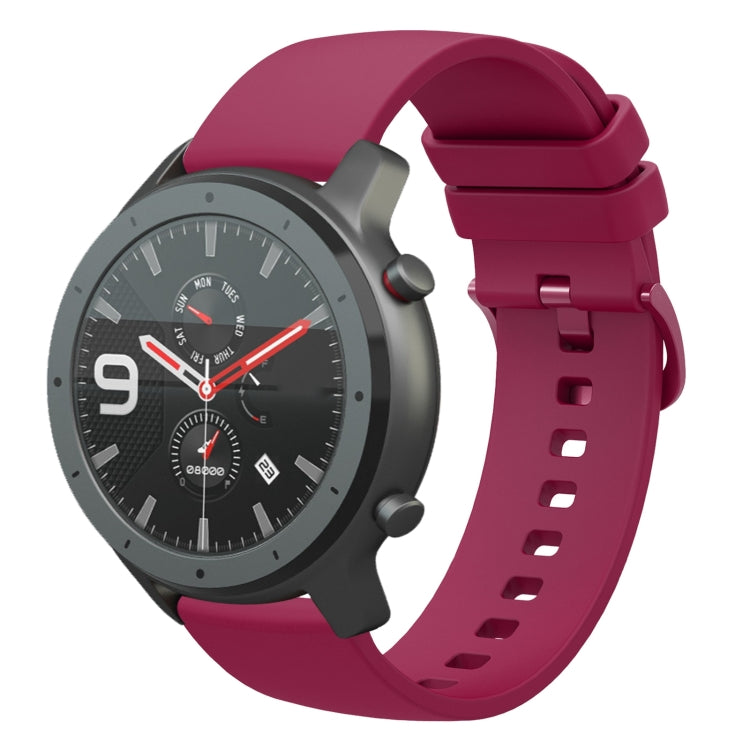 For Amazfit GTR 47mm 22mm Solid Color Soft Silicone Watch Band(Wine Red) - Watch Bands by buy2fix | Online Shopping UK | buy2fix