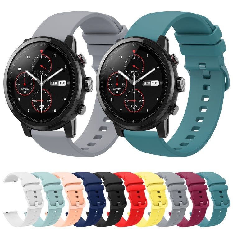 For Amazfit 2 Stratos 22mm Solid Color Soft Silicone Watch Band(Black) - Watch Bands by buy2fix | Online Shopping UK | buy2fix