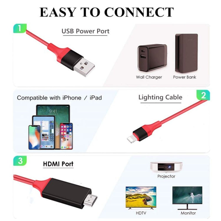 2m 1080P 8 Pin to HDMI Adapter Cable, Compatible with iPhone to HDMI Adapter(White) - Video & Audio Cable by buy2fix | Online Shopping UK | buy2fix